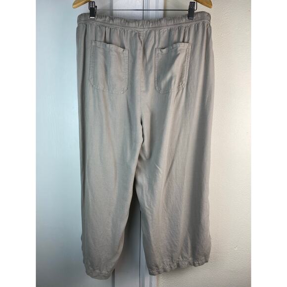 Splendid Women's 2XL Gray Viscose Linen Blend Drawstring Crop Pants - Picture 3 of 6